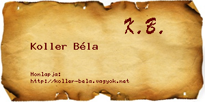 Koller Béla névjegykártya